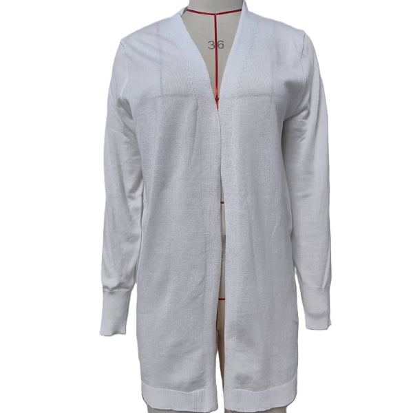 Longline Open Front Knit Cardigan - White