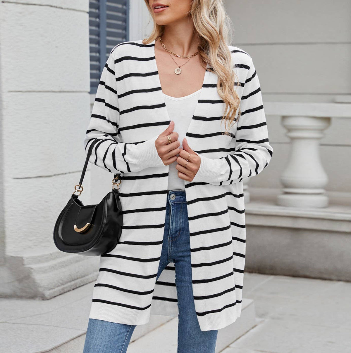 Longline Open Front Knit Cardigan