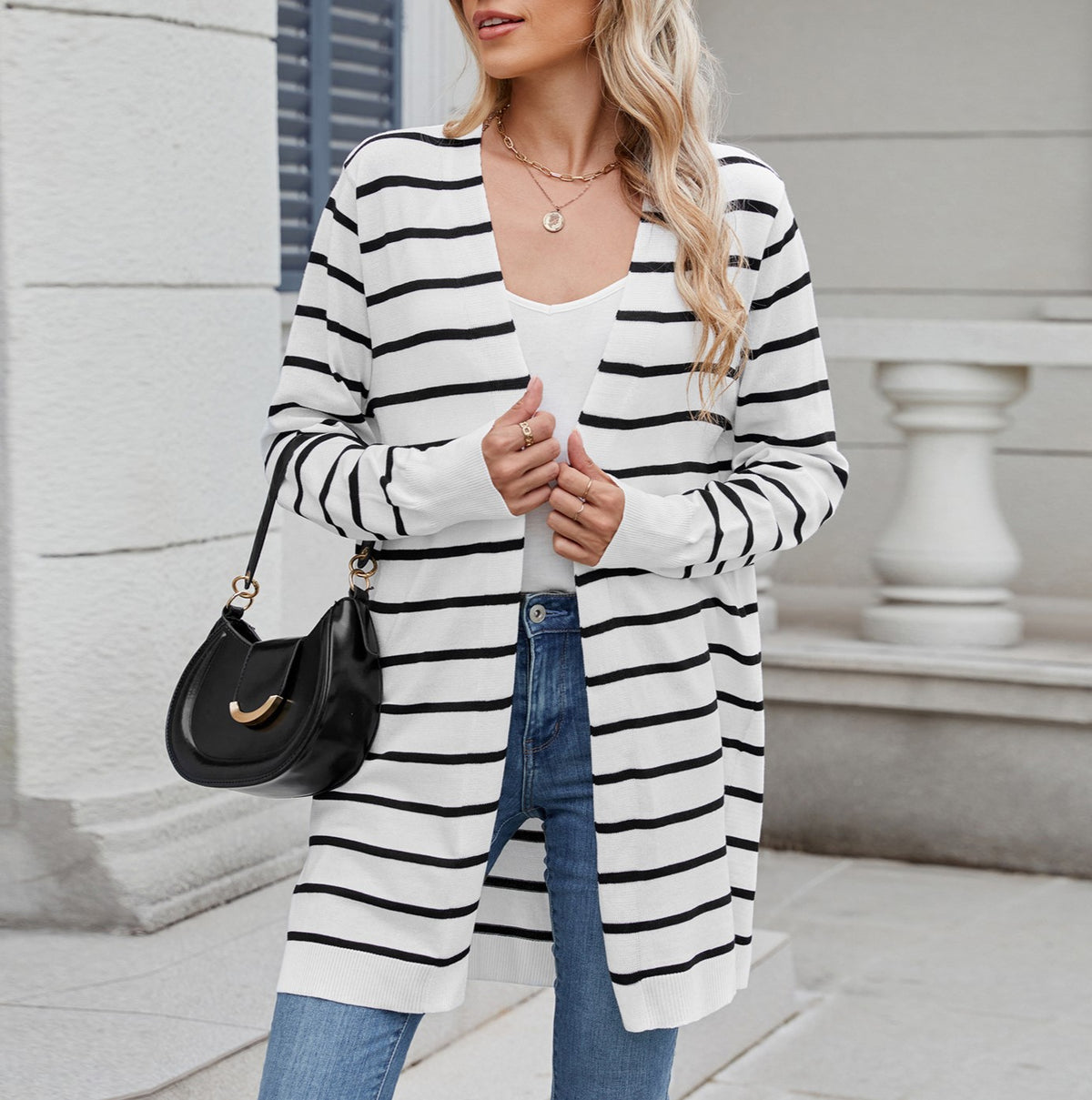 Longline Open Front Knit Cardigan - view 1