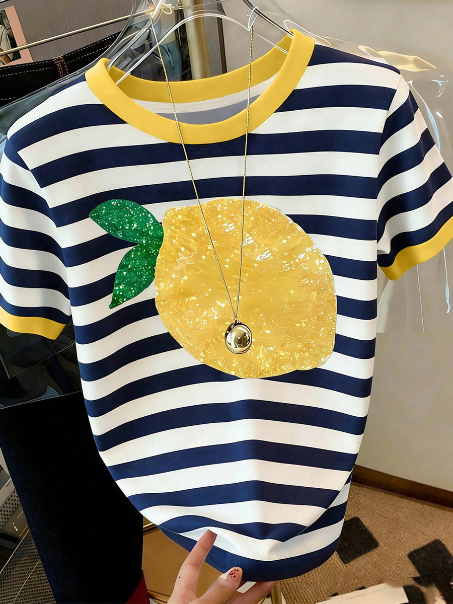 Nautical Stripe Tee With Citrus Graphic - view 2