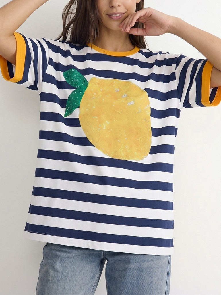 Nautical Stripe Tee With Citrus Graphic - view 3