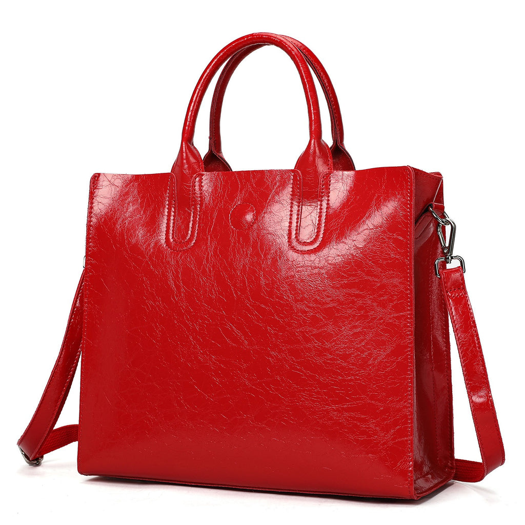 Glossy Crinkle Leather Tote Bag