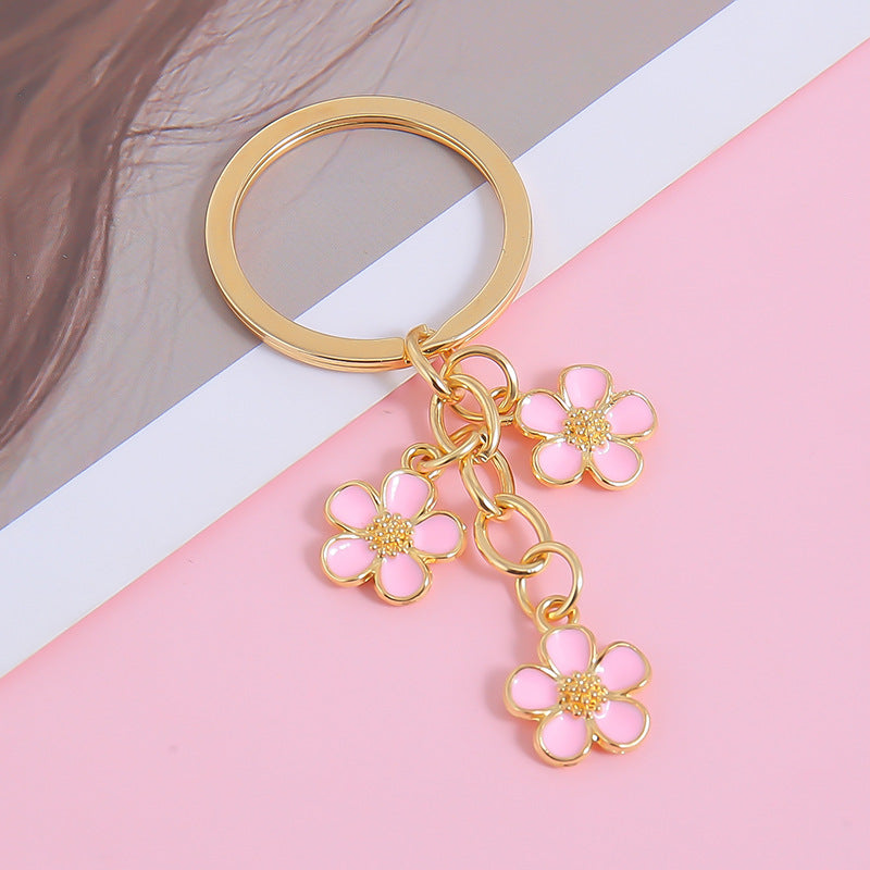 Enamel Blossom Cluster Keychain - Pink