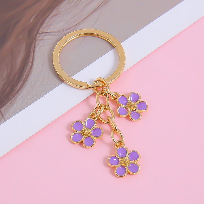 Enamel Blossom Cluster Keychain - Purple