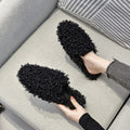 Curly Faux Shearling Slip-On Mules - Black