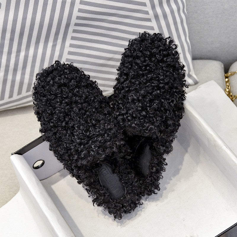 Curly Faux Shearling Slip-On Mules