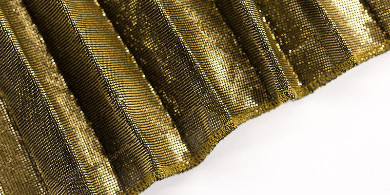 Metallic Pleated High Waist Maxi Skirt - Gold - 10