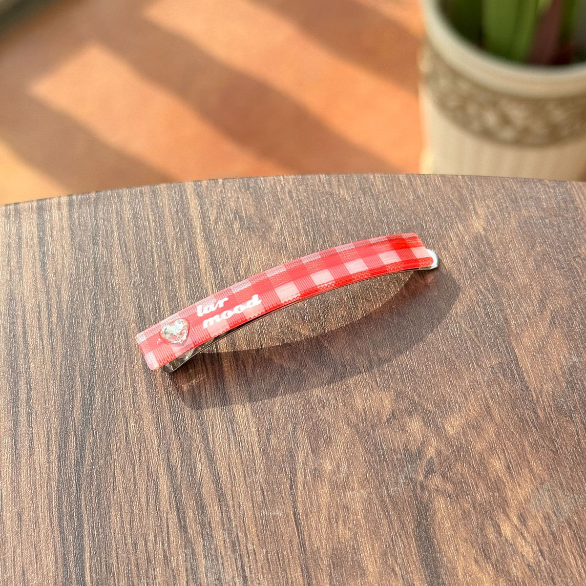 Slim Gingham Check Hair Barrette - Color_4