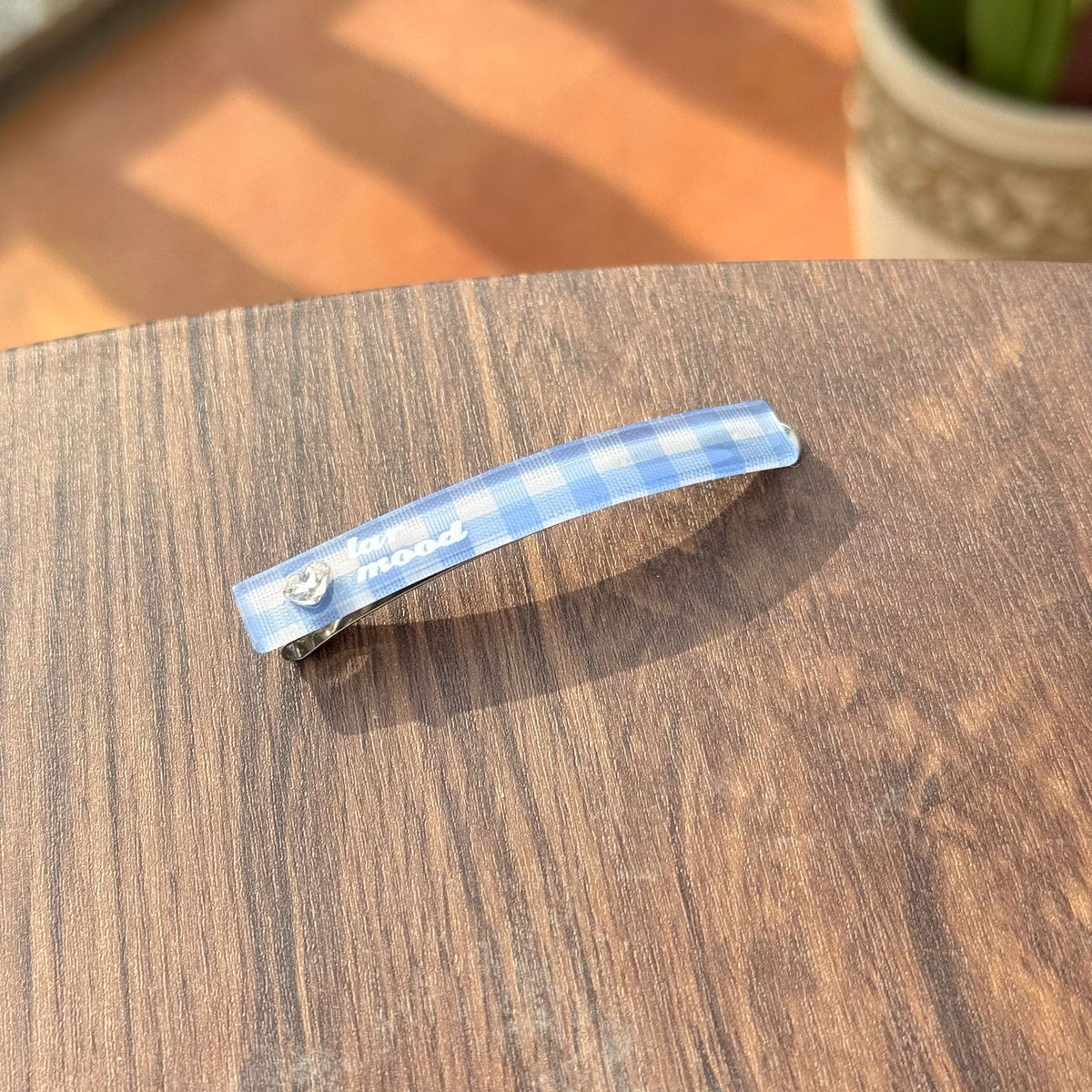 Slim Gingham Check Hair Barrette - Color_5
