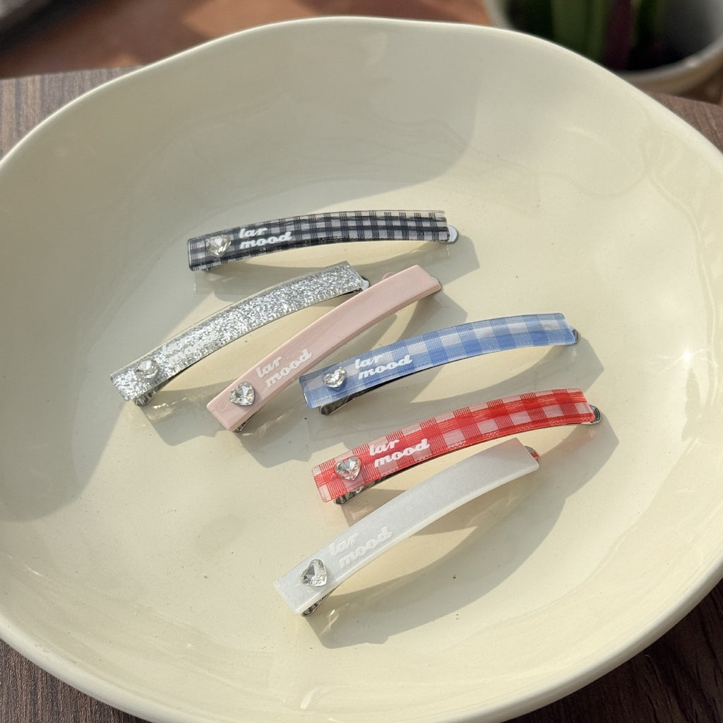Slim Gingham Check Hair Barrette