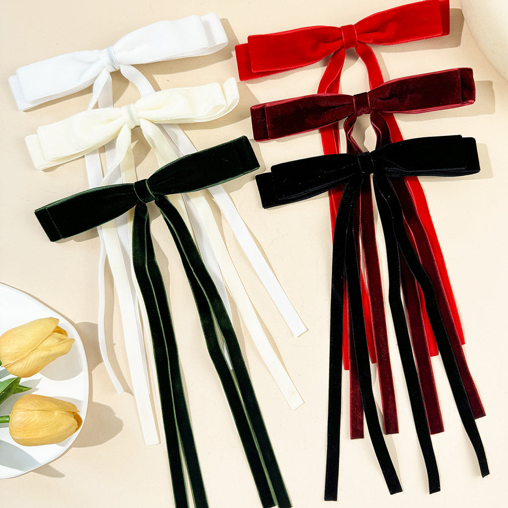 Velvet Triple Tail Bow Hair Clip - view 1