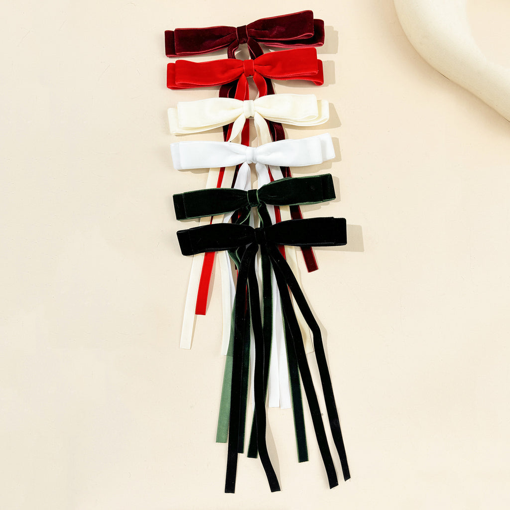Velvet Triple Tail Bow Hair Clip - view 2