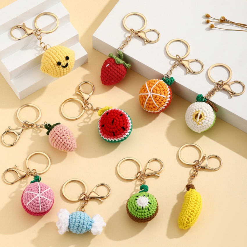 Handmade Crochet Fruit Bag Charm Keychain - view 1
