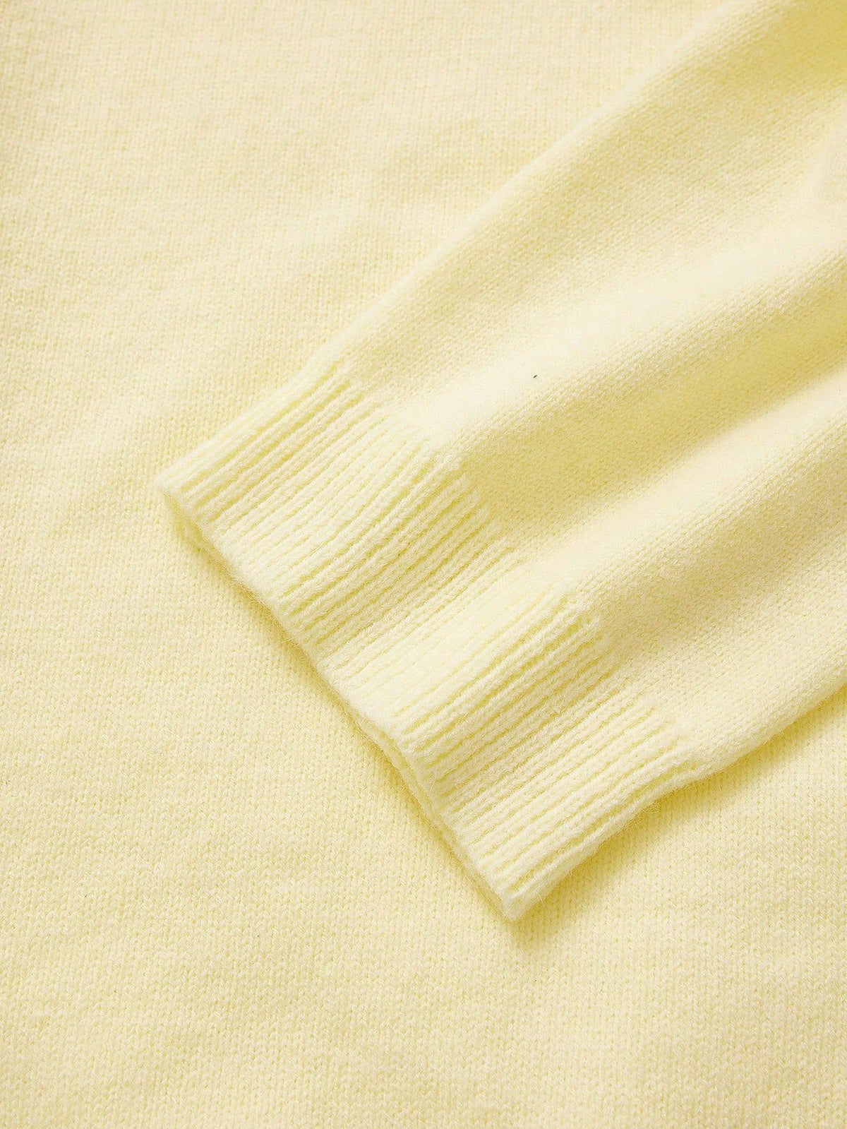 Buttery Pastel Drop Shoulder Knit Sweater - Yellow - 11