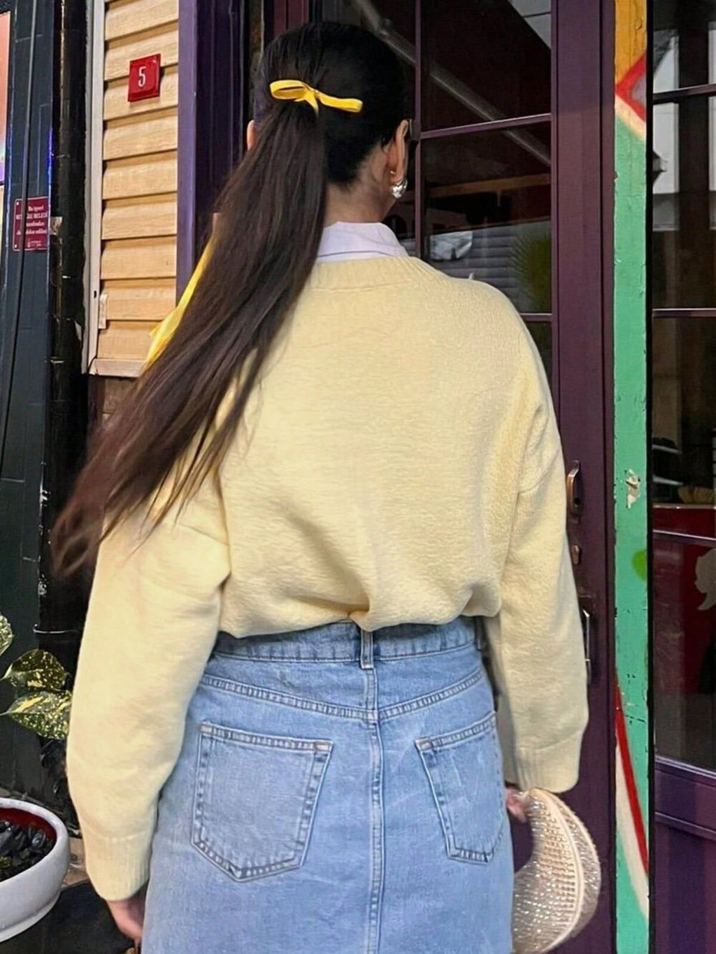 Buttery Pastel Drop Shoulder Knit Sweater - Yellow - 5