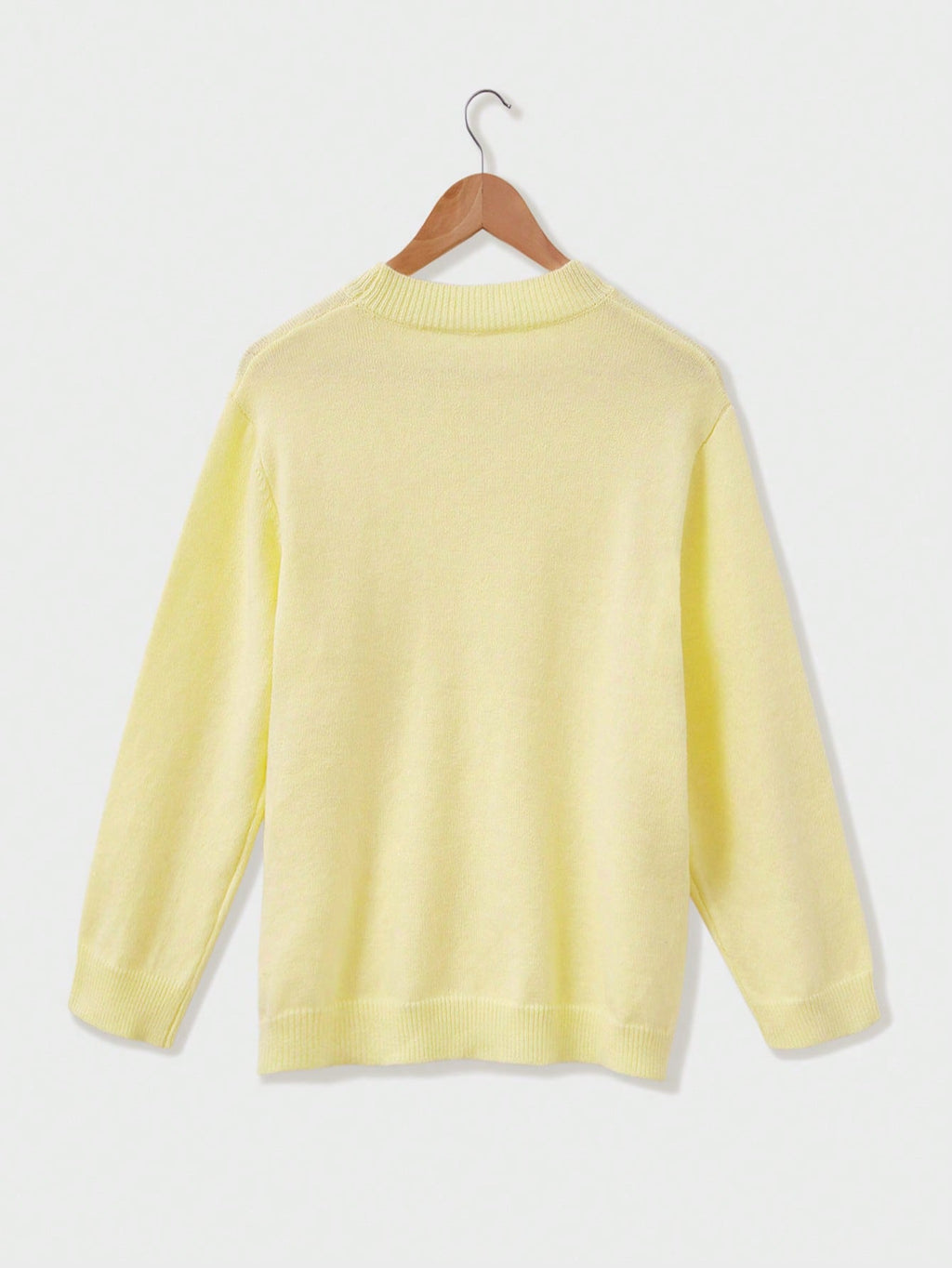 Buttery Pastel Drop Shoulder Knit Sweater - Yellow - 8