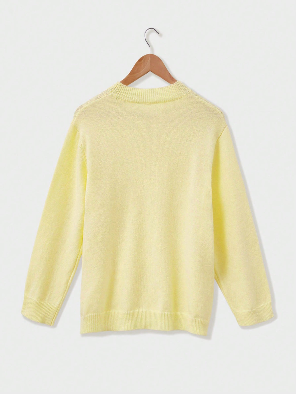 Buttery Pastel Drop Shoulder Knit Sweater - Yellow - 8
