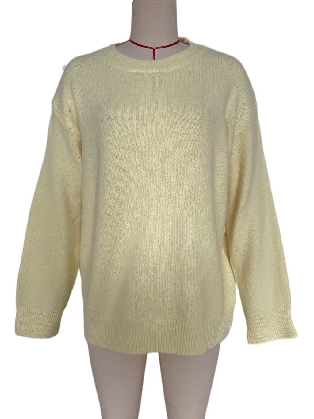 Buttery Pastel Drop Shoulder Knit Sweater - Yellow - 9