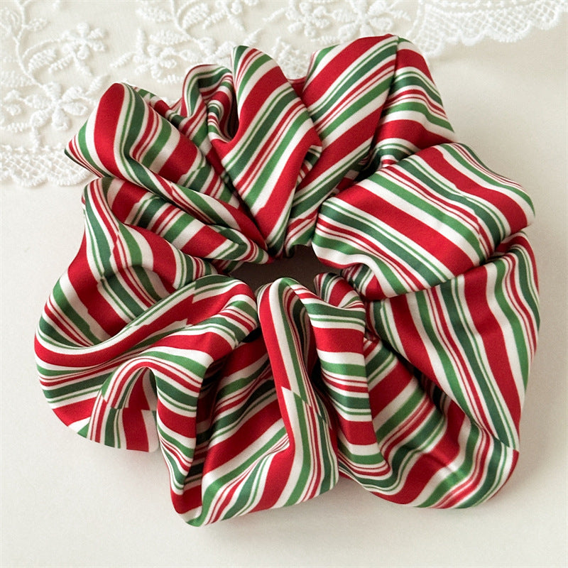 Holiday Print Satin Oversized Hair Scrunchie - C5