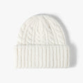 Chunky Cable Knit Cuffed Beanie - White