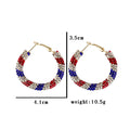 Rhinestone Encrusted Hoop Dangle Earrings - Gold