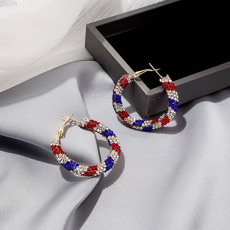 Rhinestone Encrusted Hoop Dangle Earrings