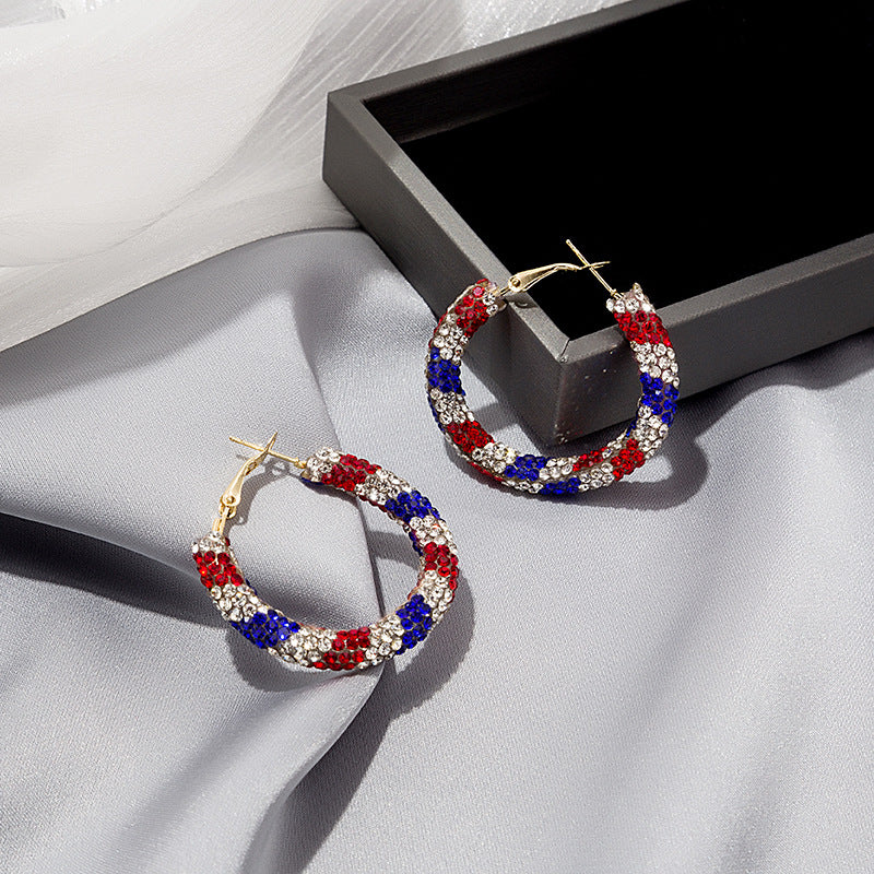 Rhinestone Encrusted Hoop Dangle Earrings - view 1