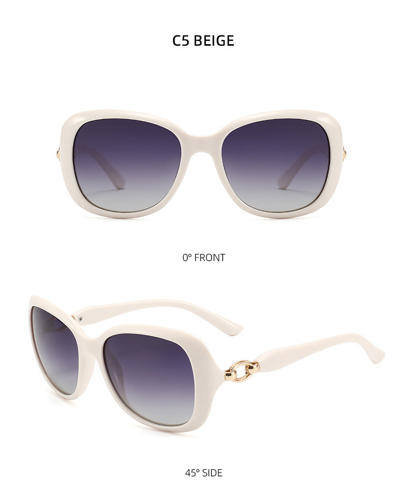 Oversized Butterfly Frame UV400 Sunglasses - BEIGE
