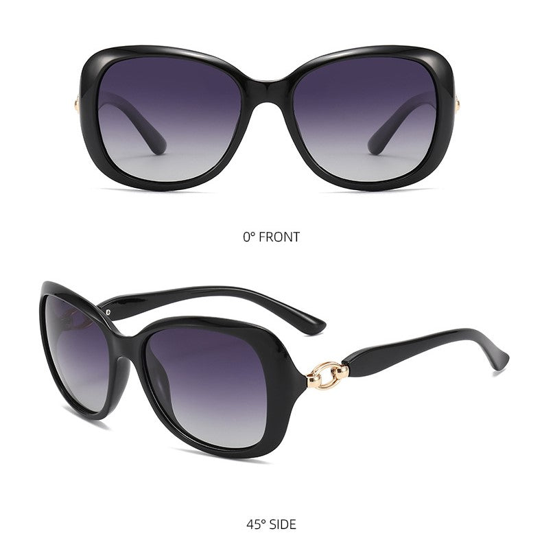 Oversized Butterfly Frame UV400 Sunglasses - BLACK