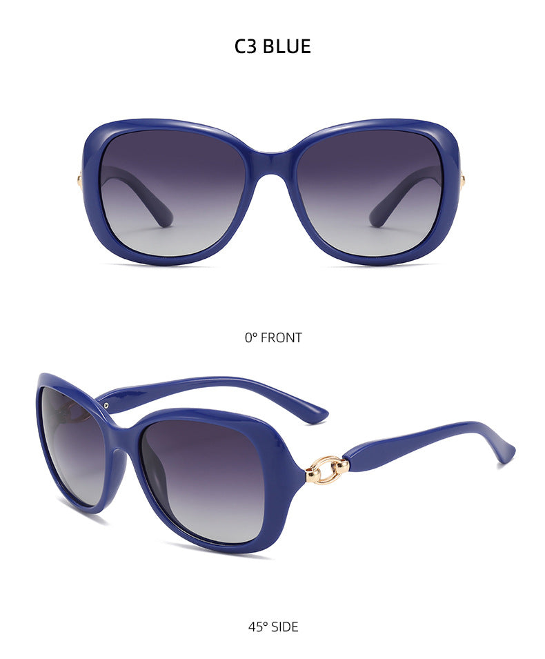 Oversized Butterfly Frame UV400 Sunglasses - BLUE