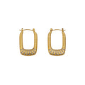 Pave Crystal Rectangle Hoop Earrings - Gold