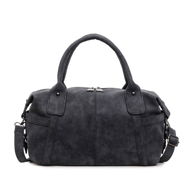 Vintage Washed Faux Leather Bowling Bag