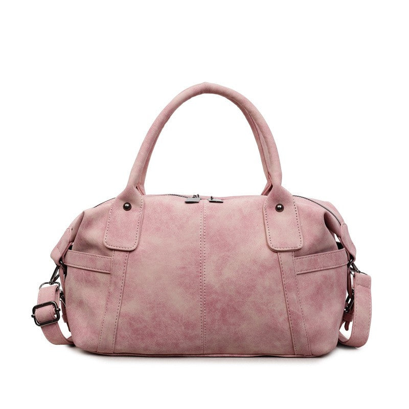 Vintage Washed Faux Leather Bowling Bag