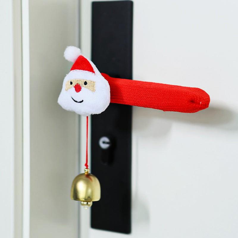 Knit Door Handle Cover with Plush Christmas Charm - SantaClaus_Bell