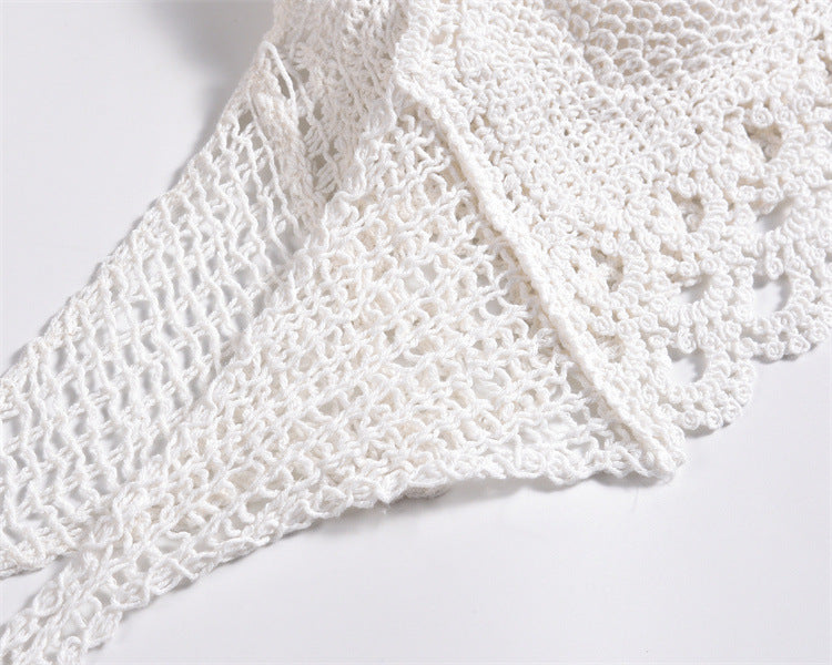 Scalloped Crochet Halter Swim Top - view 10