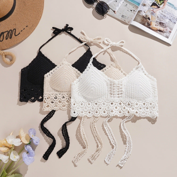 Scalloped Crochet Halter Swim Top - view 11