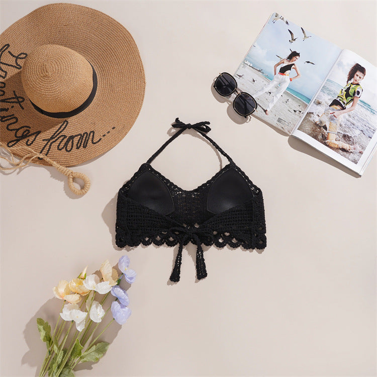 Scalloped Crochet Halter Swim Top - view 13