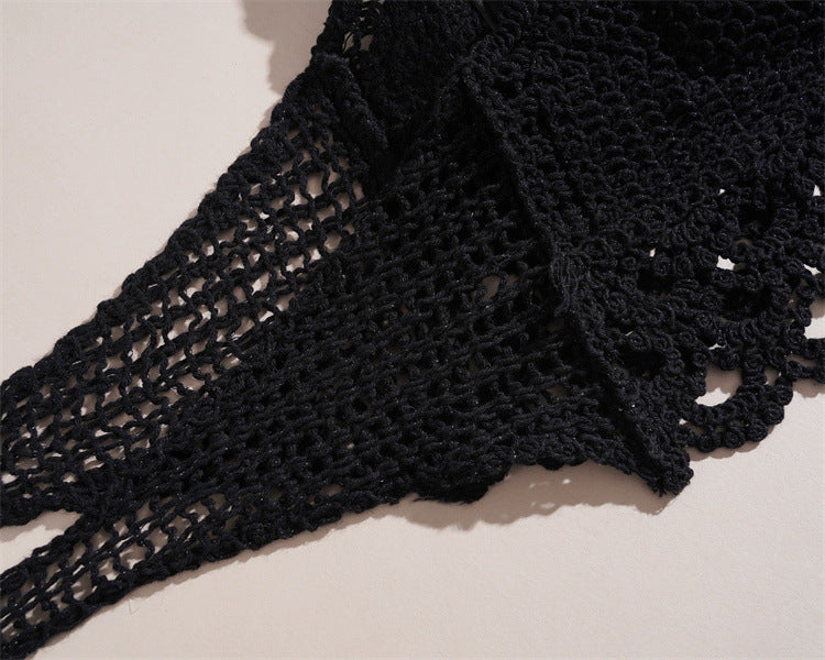 Scalloped Crochet Halter Swim Top - view 17