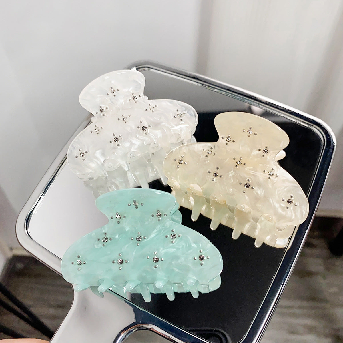 Rhinestone Flower Mini Claw Clip - view 2