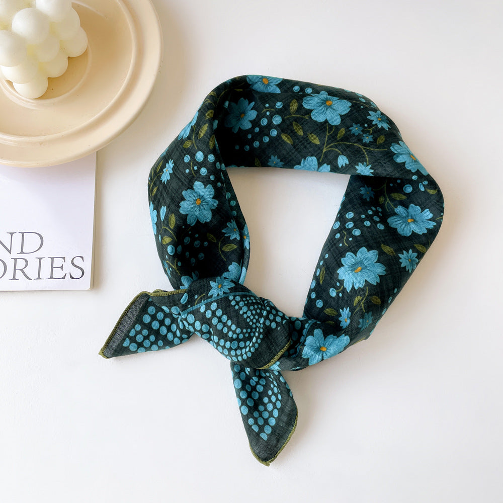Ditsy Floral Print Square Bandana Scarf - Floral01