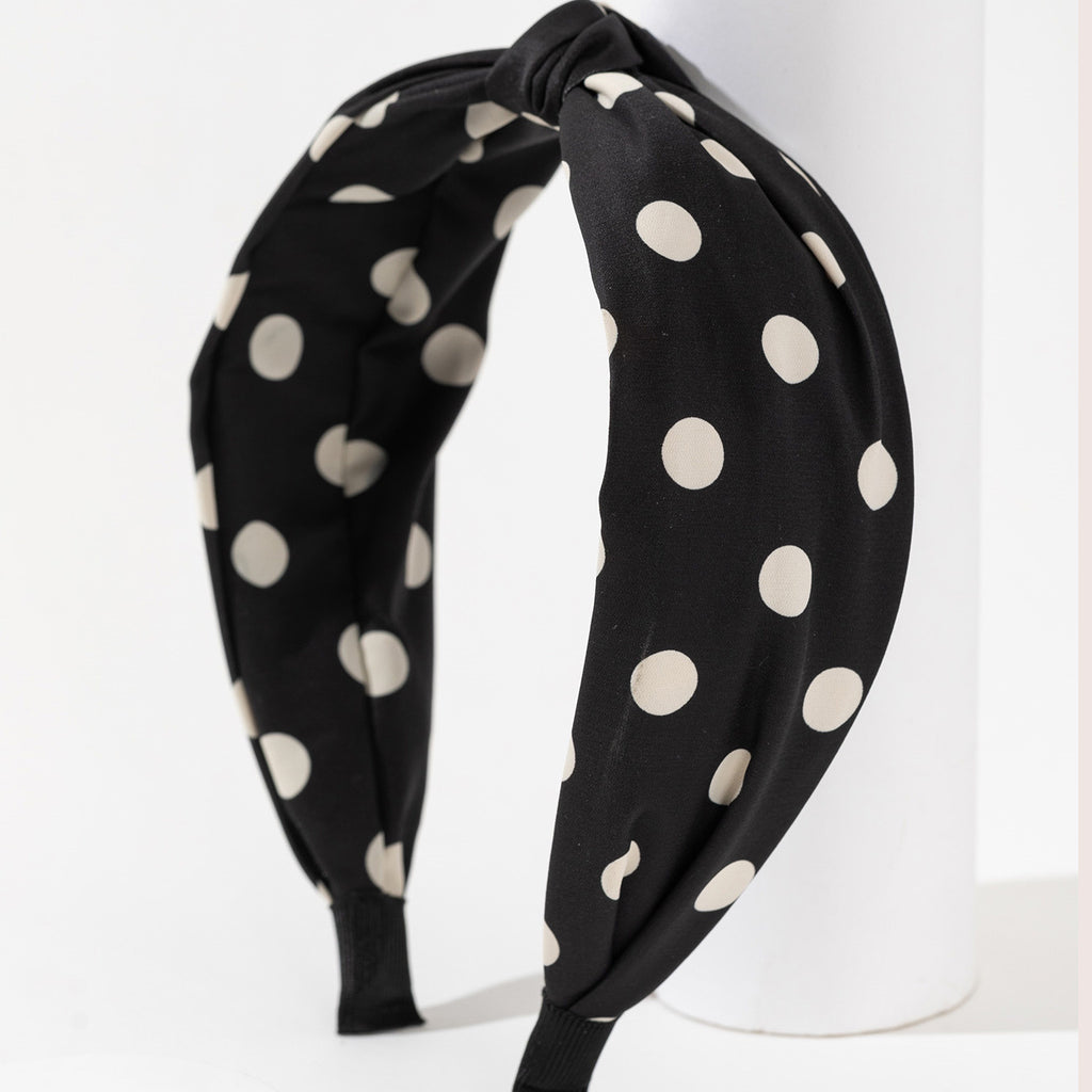 Knotted Wide Headband in Retro Prints - Black