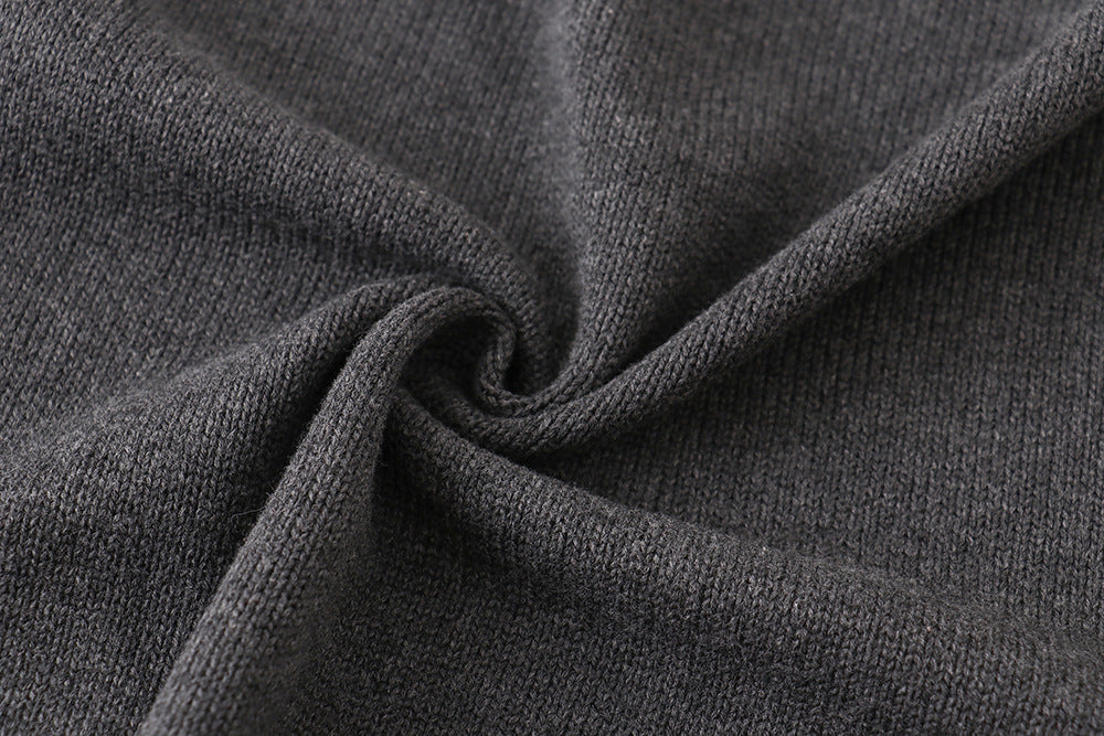 Classic V Neck Button Knit Cardigan - charcoal - 1