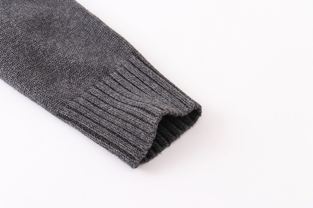 Classic V Neck Button Knit Cardigan - charcoal - 6