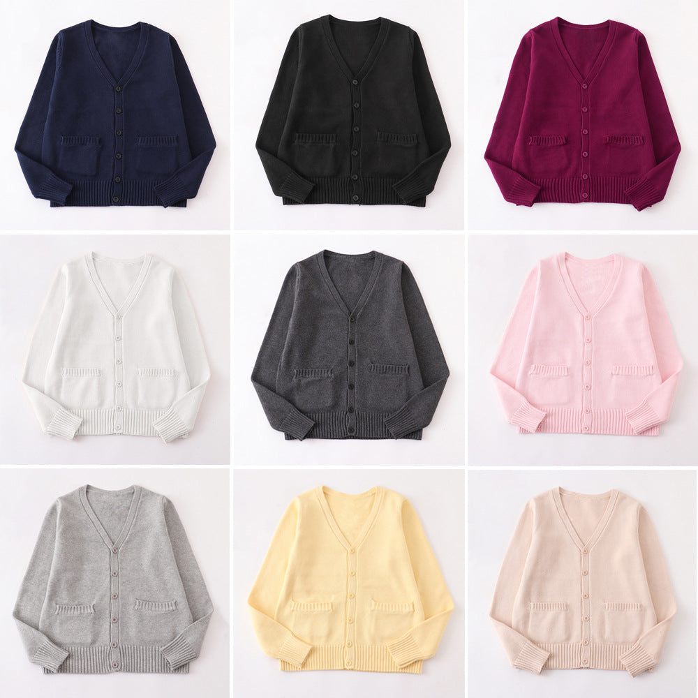 Classic V Neck Button Knit Cardigan - charcoal - 7