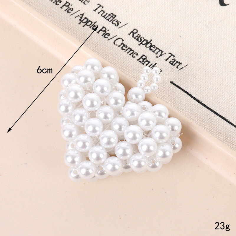 Dainty Pearl Cluster Heart Keychain - Pearl-1