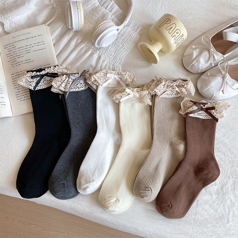 Lace Ruffle Cuff Crew Socks