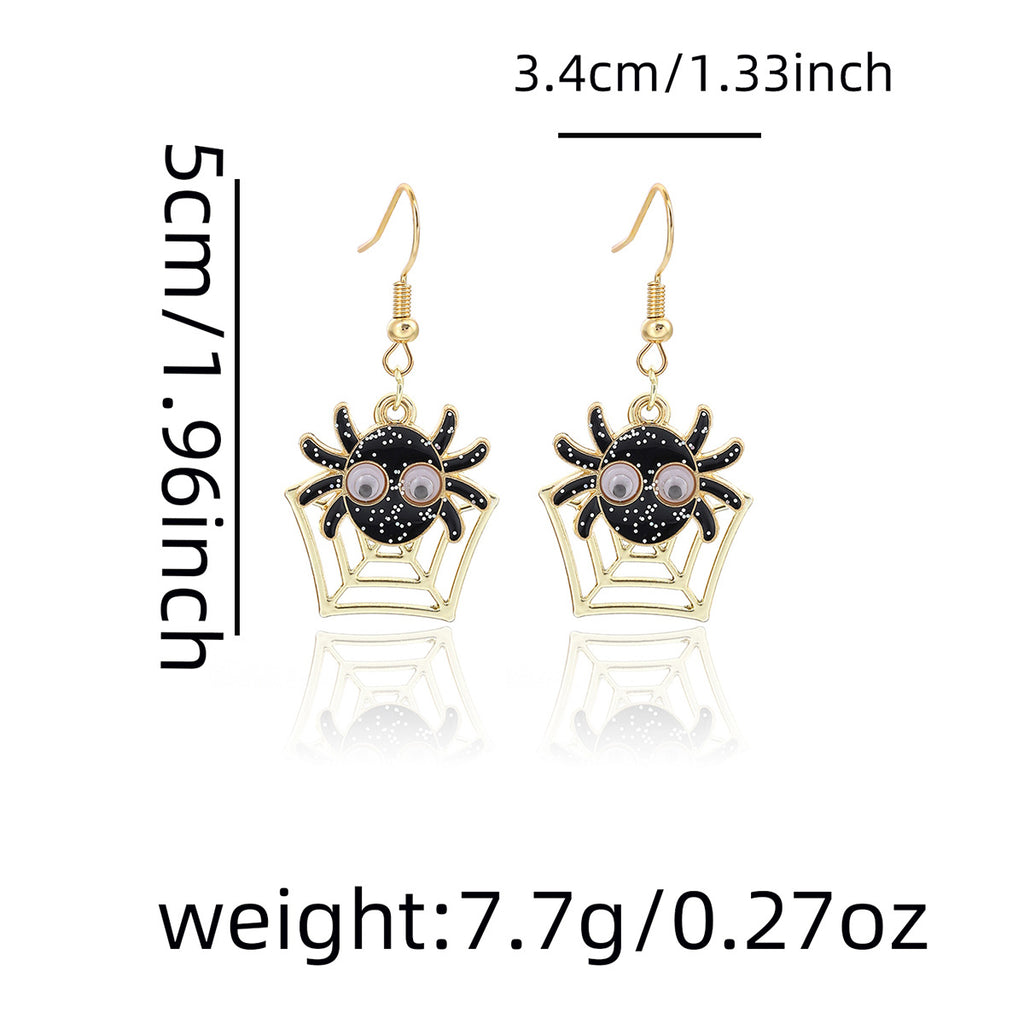 Cartoon Spider Web Halloween Dangle Earrings - Black - 1