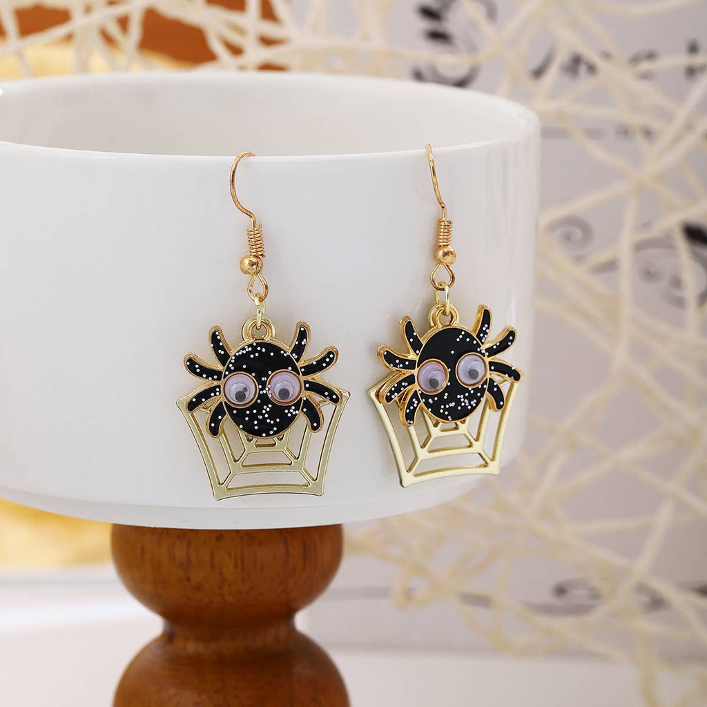 Cartoon Spider Web Halloween Dangle Earrings