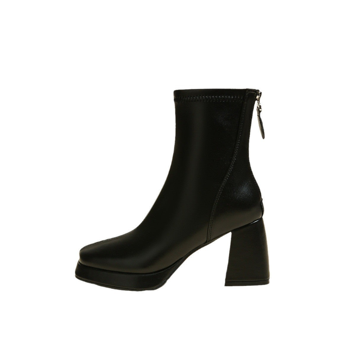 Square Toe Platform Block Heel Ankle Boots