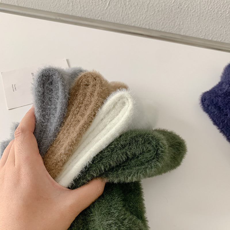 Fluffy Mink Knit Cozy Crew Socks - view 2